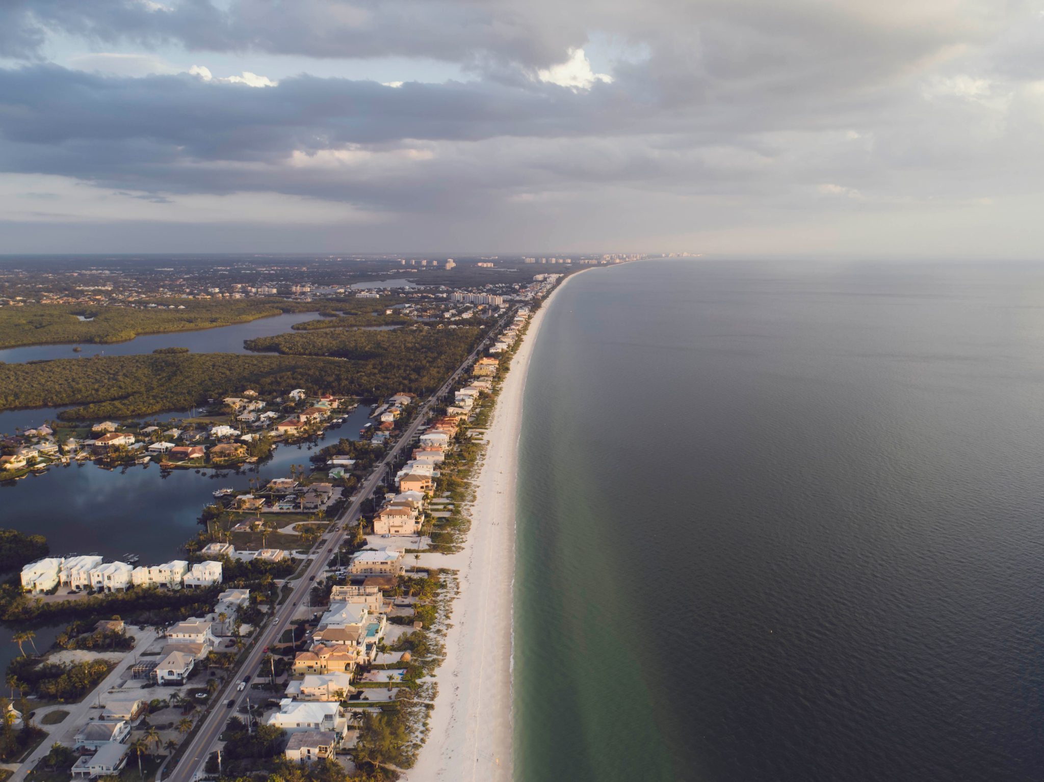 The Naples coastline and white sand beaches along the Gulf of Mexico